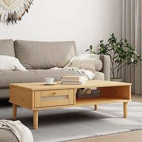 vidaXL Soffbord SENJA rottinglook brun 100x55x33 cm massivt trä 358046