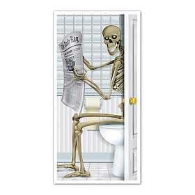 Skeleton on Toilet Door Decoration