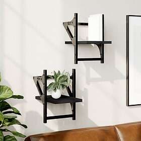 vidaXL Wall Shelves with Rods 2 pcs Black 20x25x30 cm 836228