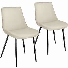 TecTake Set med 2 stolar i sammetslook Monroe creme