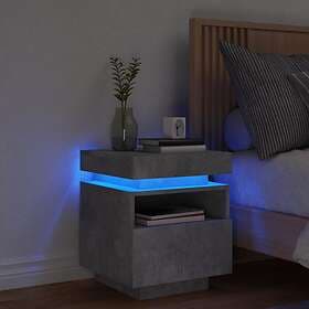 vidaXL Sängbord med LED-belysning betonggrå 40x39x48.5 cm 836790