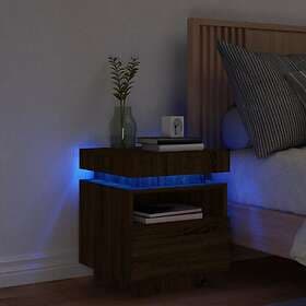 vidaXL Sängbord med LED-belysning brun ek 40x39x48.5 cm 836796