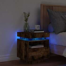 vidaXL Sängbord med LED-belysning rökfärgad ek 40x39x48.5 cm 836792