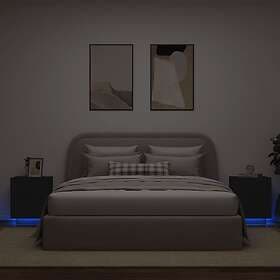 vidaXL Sängbord med LED-lampor 2 st svart konstruerat trä 836738