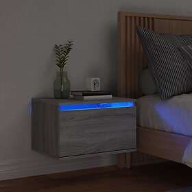 vidaXL Wall-mounted Nightstand with LED Lights Grey Sonoma 836836