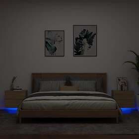 vidaXL Väggmonterade sängbord med LED-lampor 2 st sonoma-ek 836817