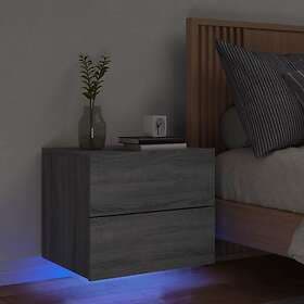 vidaXL Väggmonterat sängbord med LED-lampor grå sonoma 836822