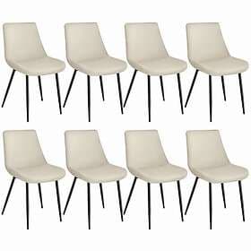 TecTake Set med 8 stolar i sammetslook Monroe creme