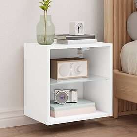vidaXL Väggmonterade sängbord med LED-lampor 2 st vit 837064