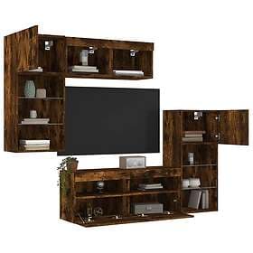 vidaXL TV Stand 5 delar LED rökfärgad ek konstruerat trä 3216729