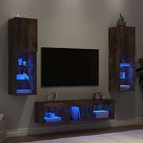 vidaXL TV Stand 5 delar LED rökfärgad ek konstruerat trä 3216608