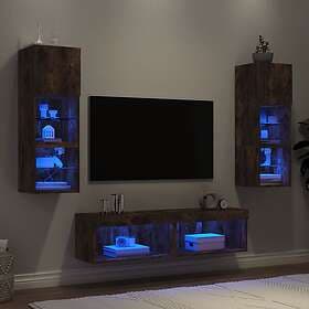 vidaXL TV Stand 6 delar LED rökfärgad ek konstruerat trä 3216619