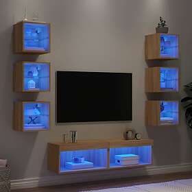 vidaXL TV Stand 8 delar LED sonoma-ek konstruerat trä 3216635