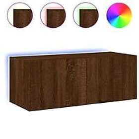 vidaXL Väggmonterad TV Stand LED brun ek 80x35x31 cm 837293