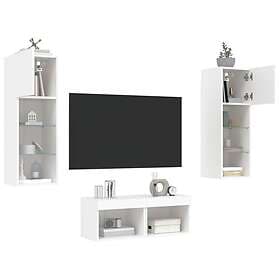 vidaXL Väggmonterade tv-skåp 4 delar med LEDs vit 3216576