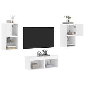 vidaXL Väggmonterade tv-skåp 4 delar med LEDs vit 3216569
