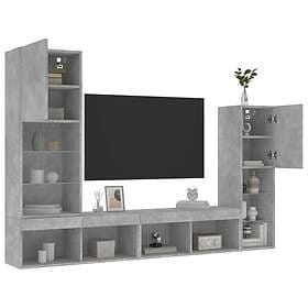 vidaXL TV Stand 4 delar LED betonggrå konstruerat trä 3216657