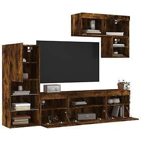 vidaXL TV Stand 6 delar LED rökfärgad ek konstruerat trä 3216736