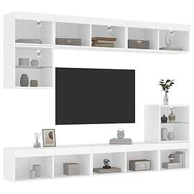 vidaXL TV Stand 8 delar LED vit konstruerat trä 3216668