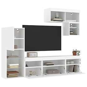 vidaXL TV Stand 6 delar LED vit konstruerat trä 3216732