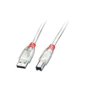 Lindy 41753 USB-kabel 2 m USB 2.0 USB A USB B Transparent