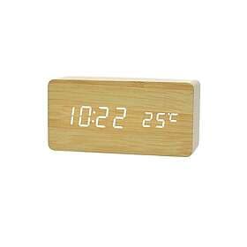 Northix Digital LED Alarm Clock i Trädesign Trä Vit