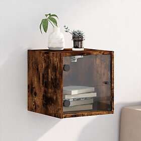 vidaXL Nightstand with Glass Door Smoke Brown Oak 35x37x35cm 836470