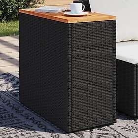 vidaXL Trädgårdsbord med träskiva svart 58x27.5x55 cm konstrotting 365983