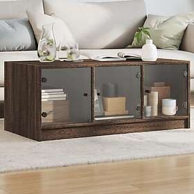 vidaXL Soffbord med glasdörrar brun ek 102x50x42 cm 836419