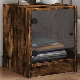 vidaXL Nightstand with Glass Doors 2 pcs Smoke Brown Oak 35x37x42 cm 836352