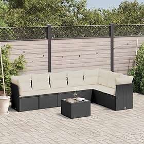 vidaXL Loungegrupp för trädgården med dynor 8 delar svart konstrotting 3217746