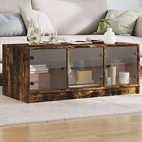 vidaXL Soffbord med glasdörrar rökfärgad ek 102x50x42 cm 836417