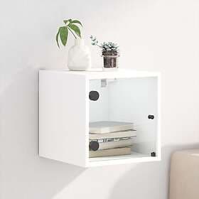 vidaXL Nightstand With Glass Door White 35x37x35cm 836462