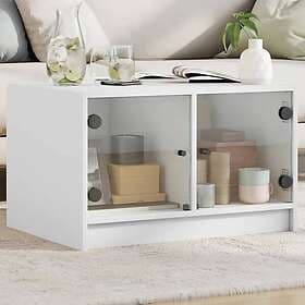 vidaXL Soffbord med glasdörrar vit 68x50x42 cm 836364