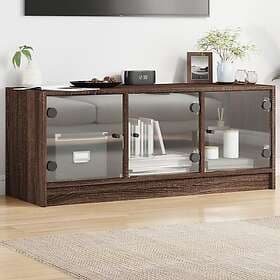 vidaXL TV Stand med glasdörrar brun ek 102x37x42 cm 836412