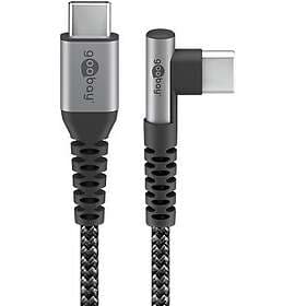 Goobay USB-C™ to USB-A Textile Cable with Metal Plugs (Space Grey/Silver), 90°, 