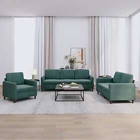 vidaXL Soffgrupp 3-seater dark green velvet
