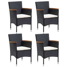 vidaXL Trädgårdsstolar 4 st konstrotting svart 318502