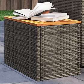 vidaXL Garden Table 2 pcs grey 55x34x37cm synthetic rattan solid wood 366131