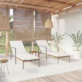 vidaXL Solsängar 2 st med bord konstrotting brun 317642