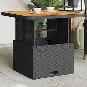 vidaXL Garden Table black 80x80x71 cm polyrattan and acacia wood 368269