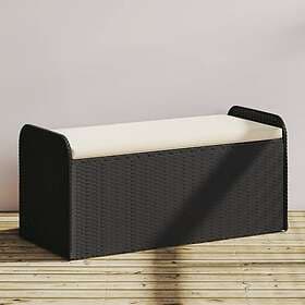 vidaXL Storage Bench with Cushion Black 115x51x52 cm Faux Rattan 365727