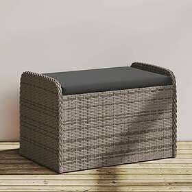 vidaXL Storage Bench with cushion grey 80x51x52 cm polyrattan 365731