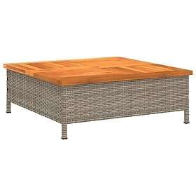 vidaXL Trädgårdsbord grå 70x70x25 cm rotting och akaciaträ 3281630