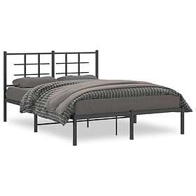 vidaXL Sängram med huvudgavel metall svart 140x200 cm 355562