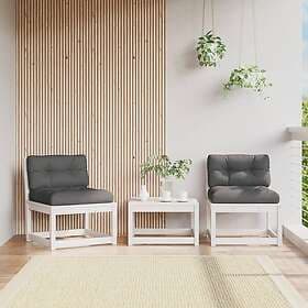 vidaXL Trädgårdsfåtöljer with cushions 2 pcs white 63.5x73x78 cm solid pine 8447