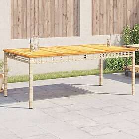 vidaXL Garden Table beige 180x90x75 cm synthetic rattan acacia wood 366281