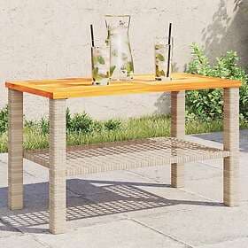 vidaXL Garden Table beige 70x38x42 cm synthetic rattan acacia wood 366272