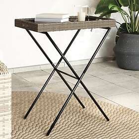 vidaXL Folding Side Table Grey 65x40x75 cm Rattan 365129