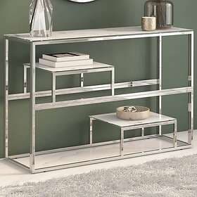 vidaXL Konsolbord silver rostfritt stål och härdat glas 350003